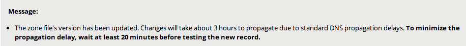 Zone File DNS Propagation Warning