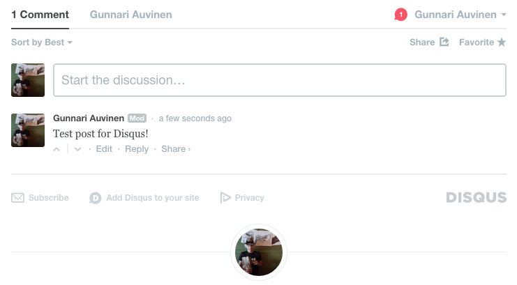 Disqus Comment Added to Ghost Blog Post
