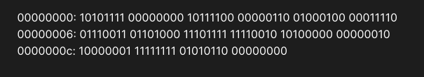 Example of binary numbers with non-monospace font